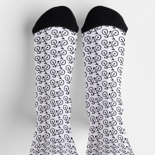 Racing Bike Lino Print  Socks (Top)