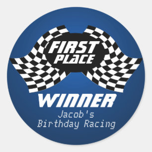 Racing Birthday Checkered Flags 1st Place Classic Round Sticker