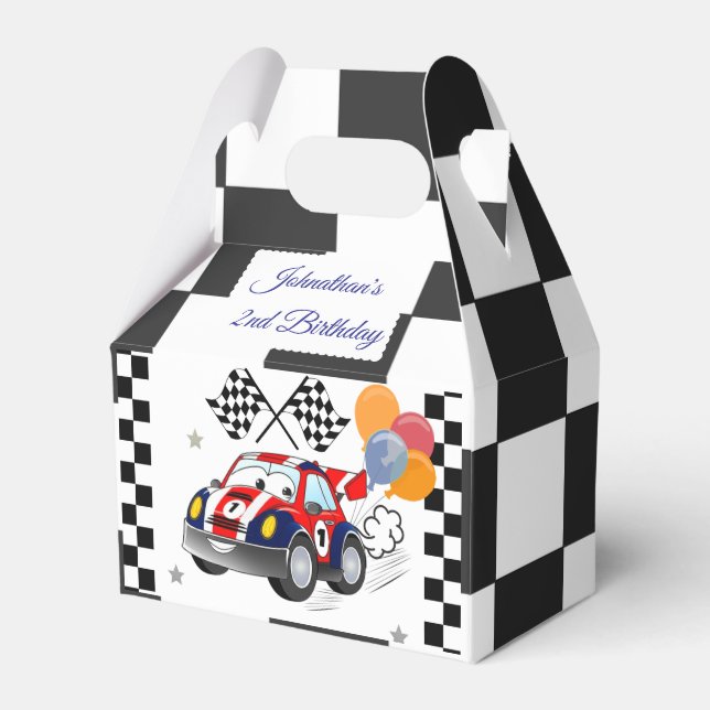 Racing Birthday Favor Boxes | Fast One & Two Fast  (Front Side)