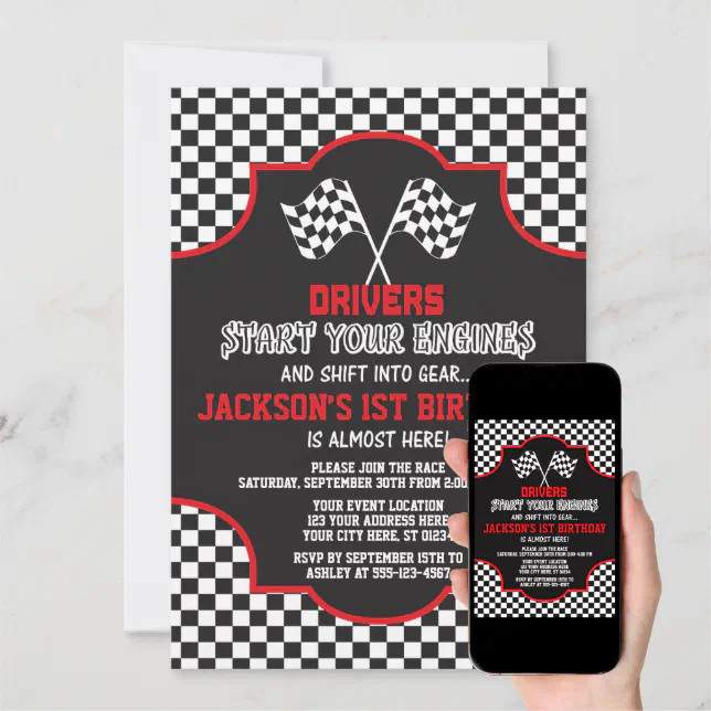 Racing Birthday Invitation, Race Car Invite | Zazzle