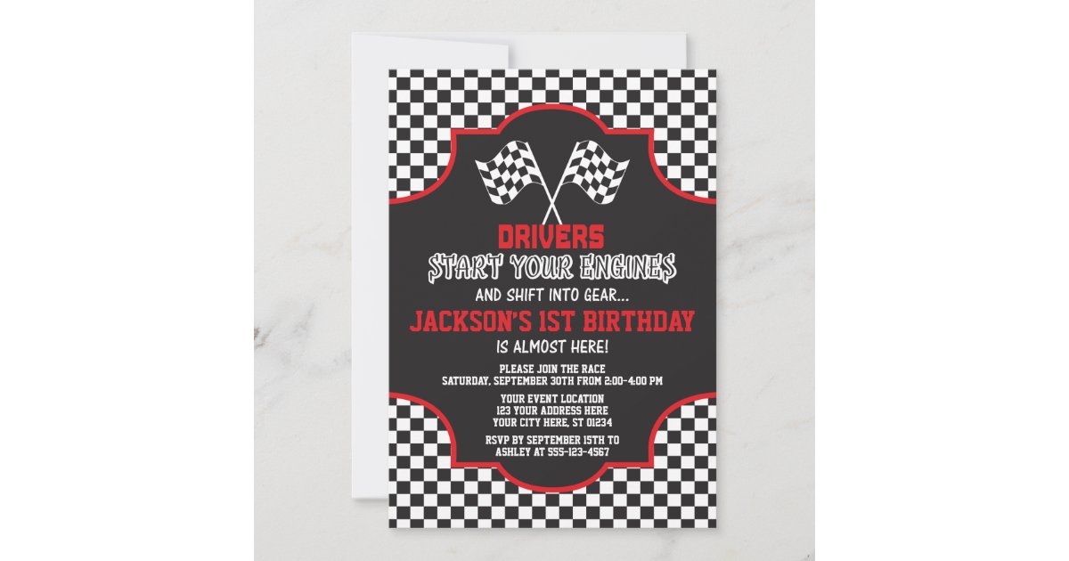 Racing Birthday Invitation, Race Car Invite | Zazzle