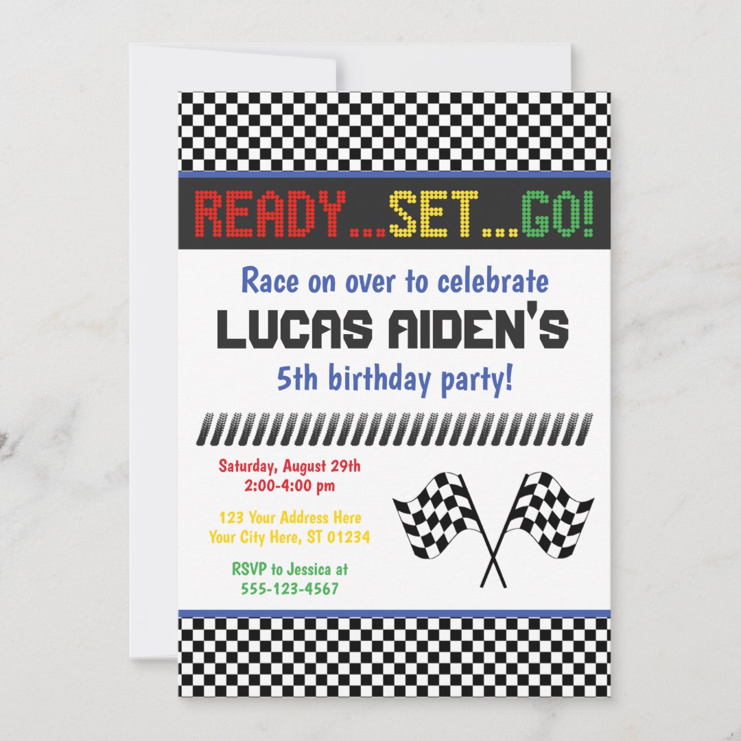 Racing Birthday Invitation | Race Car Invite | Zazzle