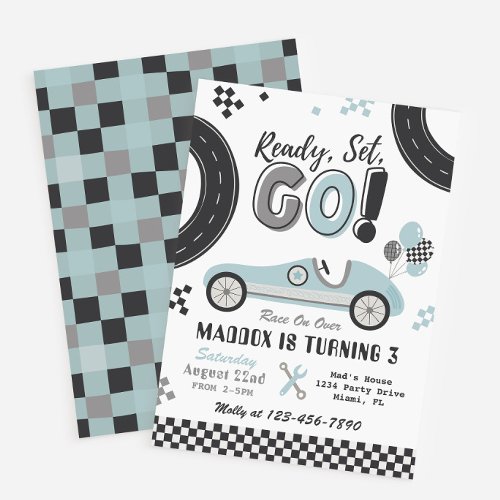 Racing Birthday Invitation  Vintage Racing