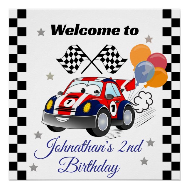 Racing Birthday Welcome Poster (Front)