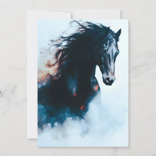 Racing Black Horse Portrait Minimalist Announcement