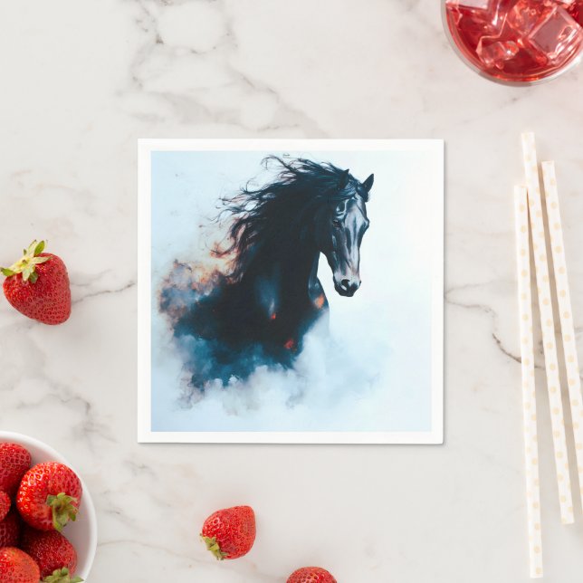  Racing Black Horse Portrait Minimalist Napkins (Insitu)