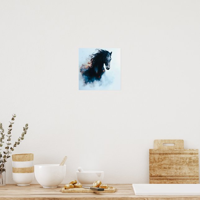  Racing Black Horse Portrait Minimalist Poster (Kitchen)