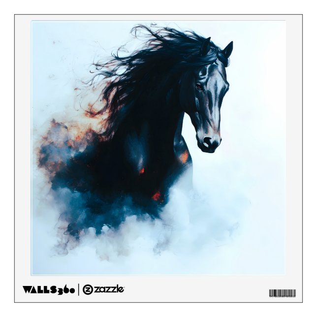  Racing Black Horse Portrait Minimalist Wall Decal (Front)