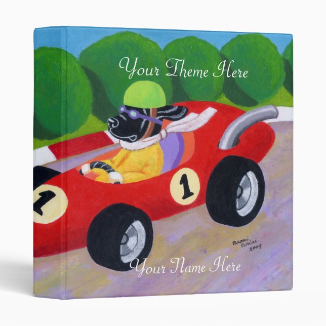Racing Black Labrador 3 Ring Binder (Front/Spine)