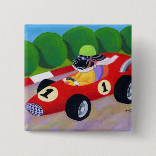 Racing Black Labrador Pinback Button