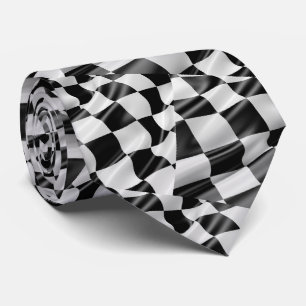 Racing Black White Waving Check Flag Necktie