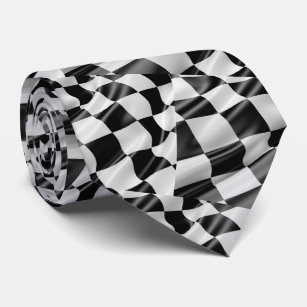 Racing Black White Waving Check Flag  Necktie
