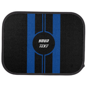 Racing Blue Double Stripes Sports Custom Car Floor Mat