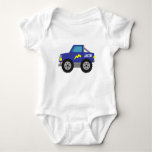 Racing Blue Monster Truck, for Baby Boys Baby Bodysuit