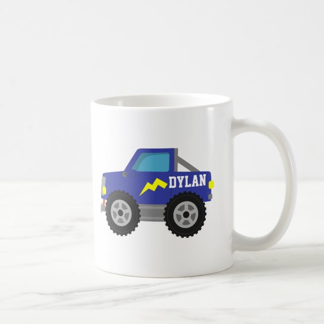 Racing Blue Monster Truck, for Boys Coffee Mug (Right)