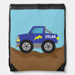 Racing Blue Monster Truck, for Boys Drawstring Bag