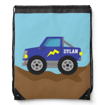 Racing Blue Monster Truck, for Boys Drawstring Bag