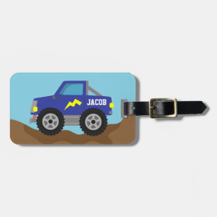 Racing Blue Monster Truck, for Boys Luggage Tag