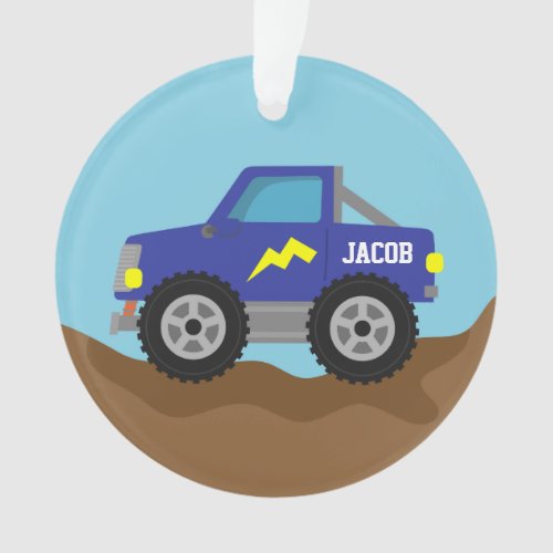 Racing Blue Monster Truck for Boys Ornament