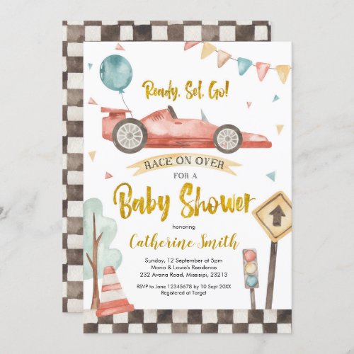 Racing Boy Baby Shower Invitation