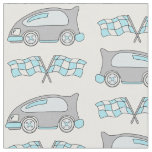 Racing Car and Flags Pattern Fabric