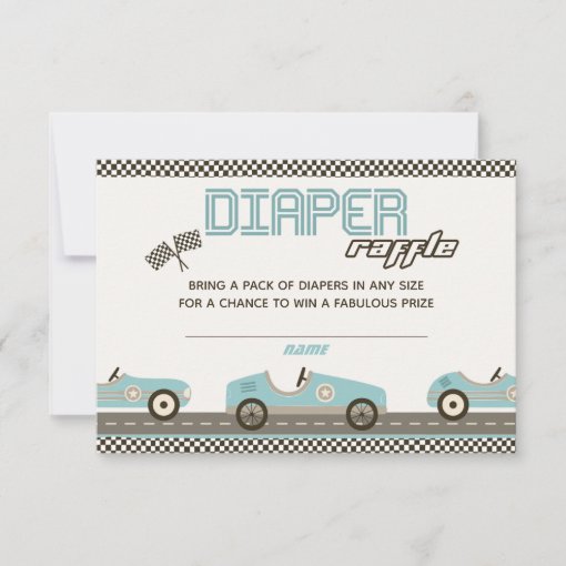 Racing Car Baby Shower Diaper Raffle Card | Zazzle