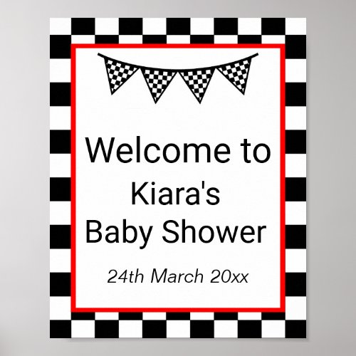 Racing Car Baby Shower Sign PRINTED