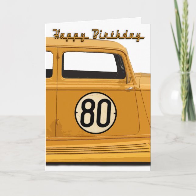 Racing Car Birthday Card for the 80 Year old (Front)