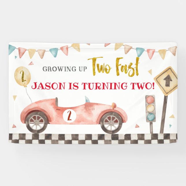 Racing Car Birthday Large Banner (Horizontal)