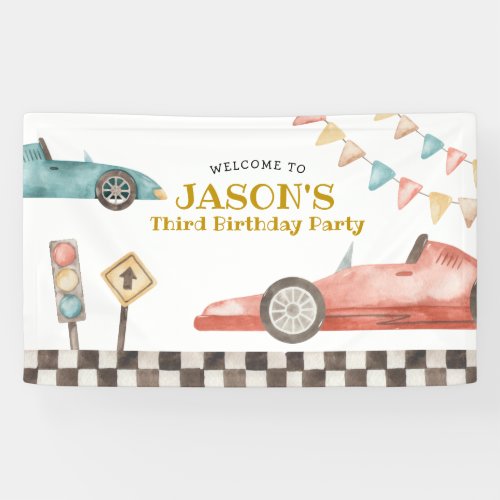 Racing Car Birthday Large Banner