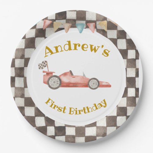Racing Car Birthday Paper Plate