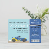 Racing Car, Birthday Party, Boys Admission Ticket Invitation (Standing Front)