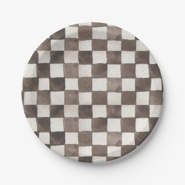 Racing Car Birthday Party Checkered  Paper Plates (Front)