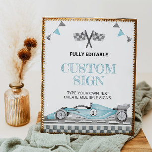 Racing Car Birthday Party Custom Table Sign