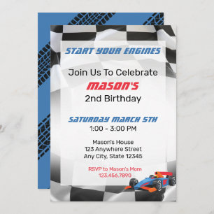 Racing Car Birthday Party Invitation