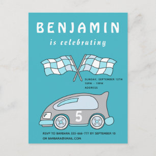 Racing Car Birthday Party Invitation Postcard