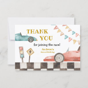 Racing Car Birthday Thank You Card