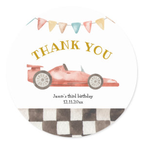 Racing Car Birthday Thank You Sticker