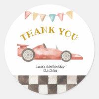 Racing Car Birthday Thank You Sticker
