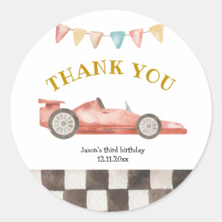 Racing Car Birthday Thank You Sticker