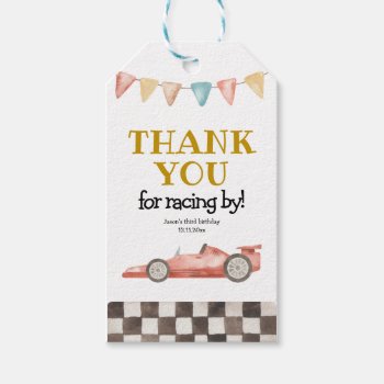 Racing Car Birthday Thank You Tag by PumpkinDesignCard at Zazzle