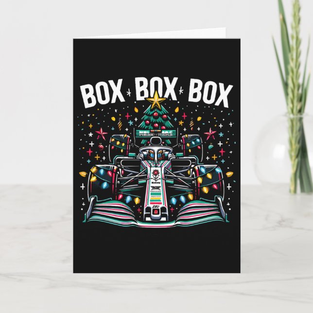 Racing Car Box Box Box Radio Call Fun Christmas Tr Card (Front)