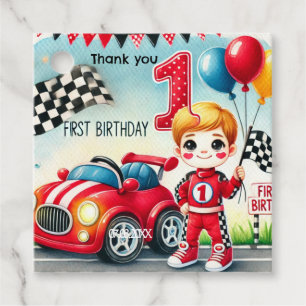 Racing car Boy 1st Birthday Party  Favor Tags