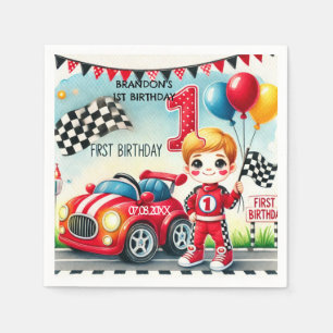 Racing Car Boy 1st Birthday Party Napkins