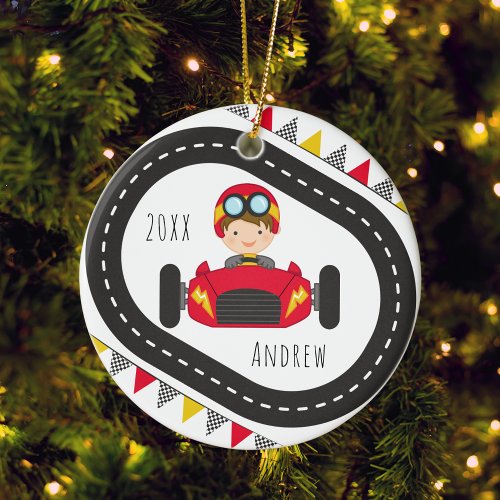 Racing Car Boy Christmas Ornament