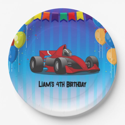 Racing car boys birthday party blue paper plates