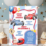 Racing Car Boys Joint Birthday  Invitation<br><div class="desc">Racing Car Boys Joint Birthday Invitation,  Race On Over Siblings Birthday Invite,  Editable Sports Race Car Double Birthday</div>