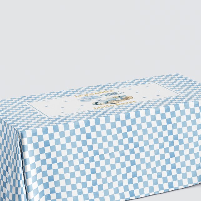 Racing Car Checkered Blue Flag Little Racer Tablecloth (Creator Uploaded)