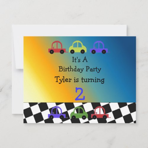Racing Car Checkered Border Birthday Invitation