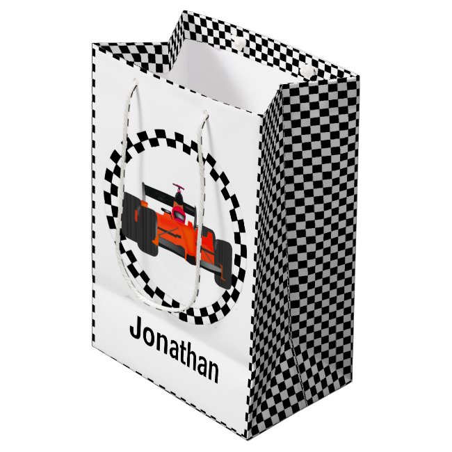 Racing Car Checkered Pattern Gift Bag